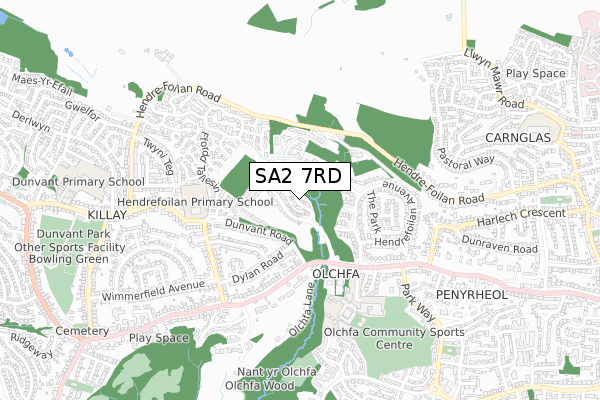 SA2 7RD map - small scale - OS Open Zoomstack (Ordnance Survey)
