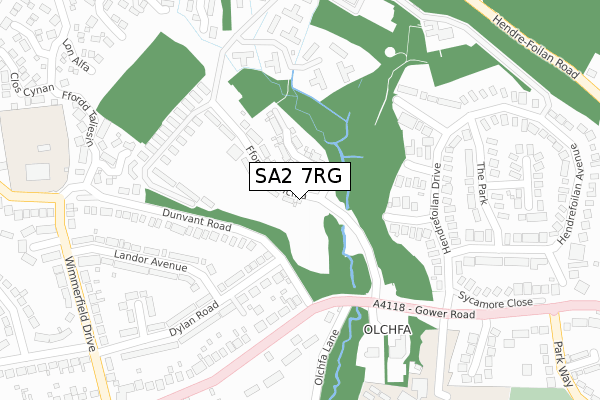 SA2 7RG map - large scale - OS Open Zoomstack (Ordnance Survey)