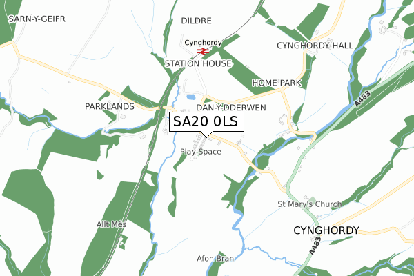 SA20 0LS map - small scale - OS Open Zoomstack (Ordnance Survey)