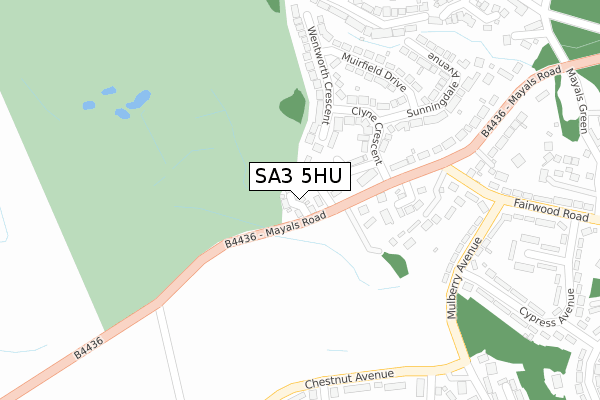 SA3 5HU map - large scale - OS Open Zoomstack (Ordnance Survey)