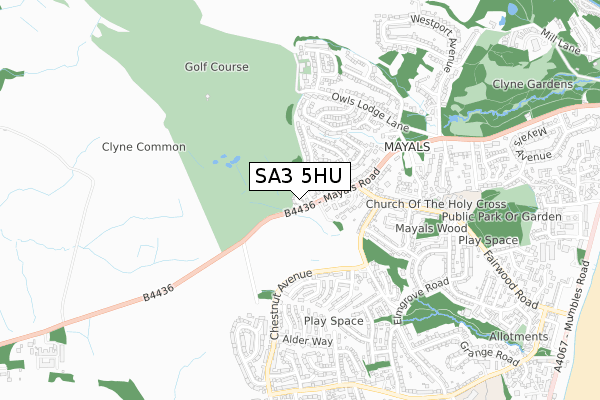 SA3 5HU map - small scale - OS Open Zoomstack (Ordnance Survey)