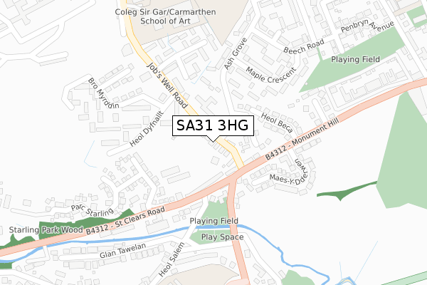 SA31 3HG map - large scale - OS Open Zoomstack (Ordnance Survey)