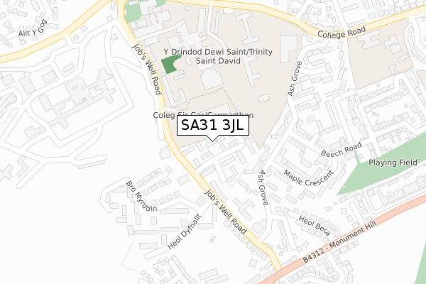 SA31 3JL map - large scale - OS Open Zoomstack (Ordnance Survey)