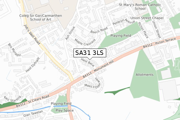 SA31 3LS map - large scale - OS Open Zoomstack (Ordnance Survey)