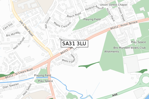 SA31 3LU map - large scale - OS Open Zoomstack (Ordnance Survey)