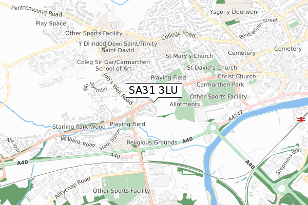 SA31 3LU map - small scale - OS Open Zoomstack (Ordnance Survey)