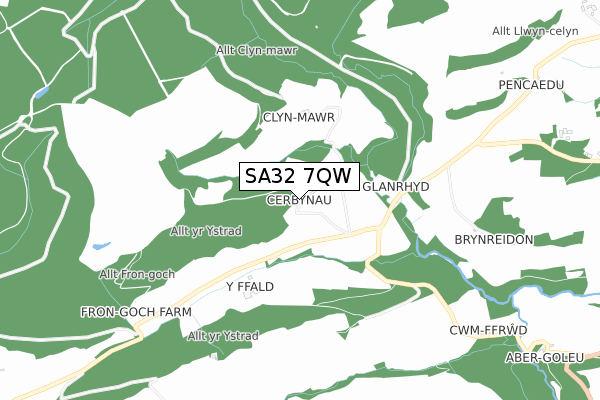 SA32 7QW map - small scale - OS Open Zoomstack (Ordnance Survey)