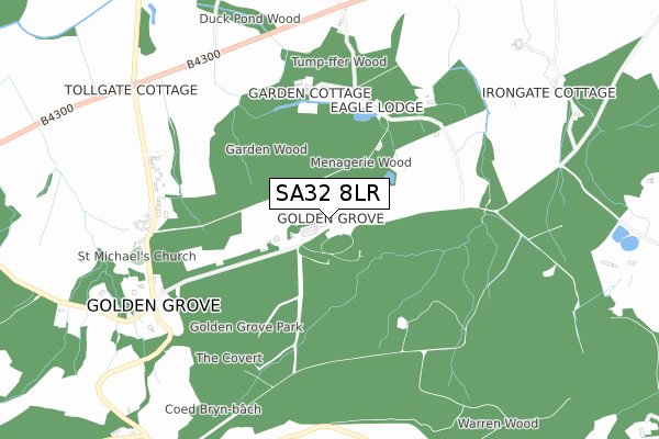 SA32 8LR map - small scale - OS Open Zoomstack (Ordnance Survey)