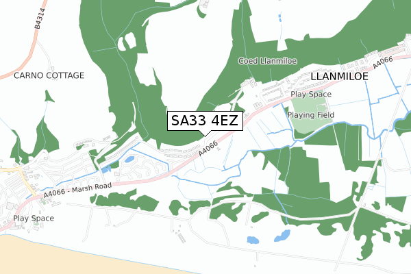 SA33 4EZ map - small scale - OS Open Zoomstack (Ordnance Survey)