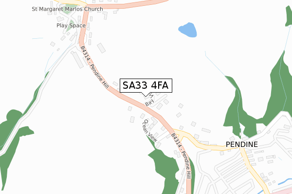 SA33 4FA map - large scale - OS Open Zoomstack (Ordnance Survey)