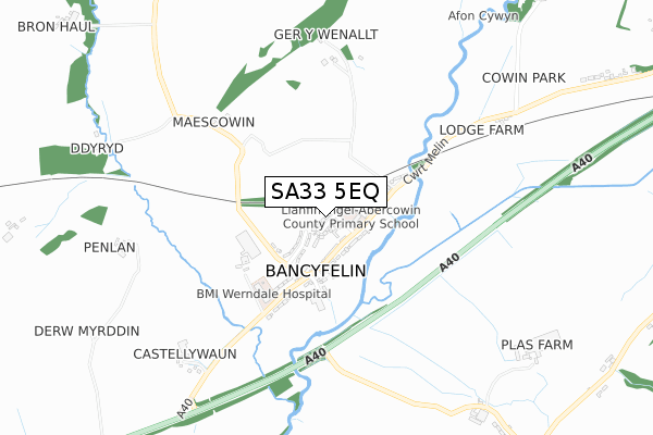 SA33 5EQ map - small scale - OS Open Zoomstack (Ordnance Survey)