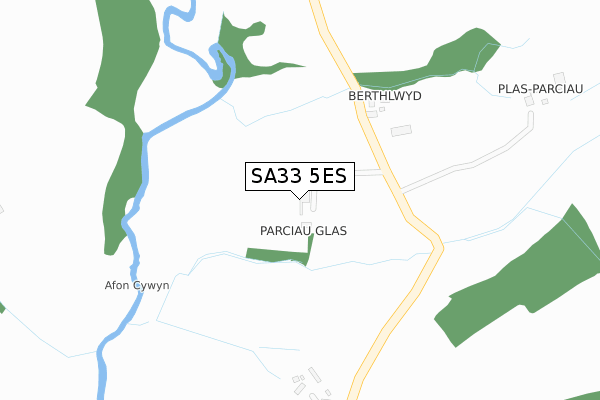 SA33 5ES map - large scale - OS Open Zoomstack (Ordnance Survey)