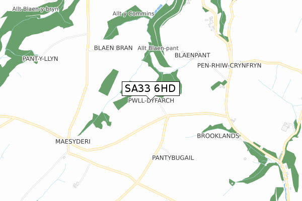 SA33 6HD map - small scale - OS Open Zoomstack (Ordnance Survey)