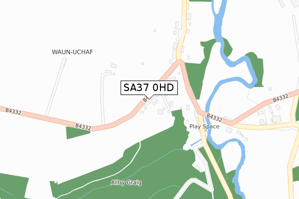 SA37 0HD map - large scale - OS Open Zoomstack (Ordnance Survey)