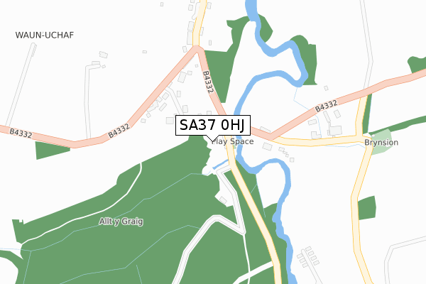 SA37 0HJ map - large scale - OS Open Zoomstack (Ordnance Survey)