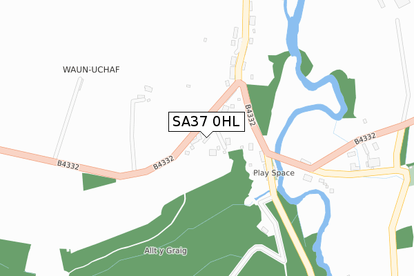 SA37 0HL map - large scale - OS Open Zoomstack (Ordnance Survey)