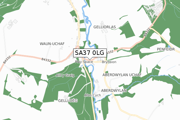 SA37 0LG map - small scale - OS Open Zoomstack (Ordnance Survey)