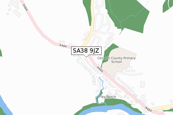 SA38 9JZ map - large scale - OS Open Zoomstack (Ordnance Survey)