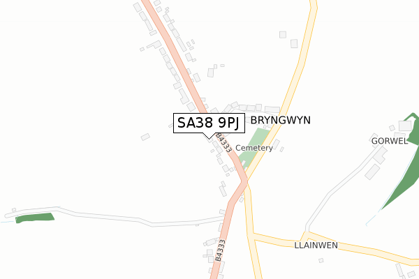 SA38 9PJ map - large scale - OS Open Zoomstack (Ordnance Survey)