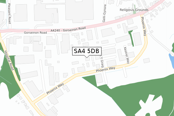 SA4 5DB map - large scale - OS Open Zoomstack (Ordnance Survey)