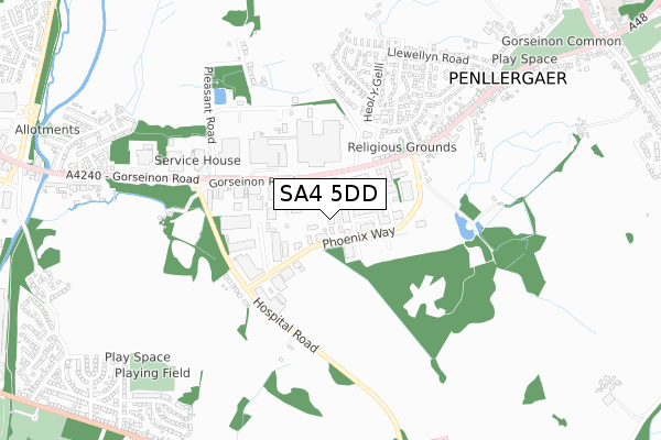 SA4 5DD map - small scale - OS Open Zoomstack (Ordnance Survey)