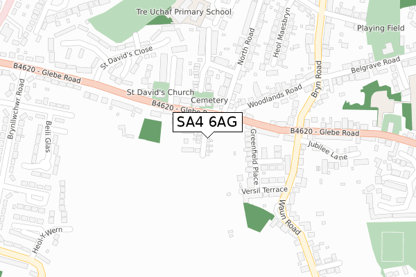 SA4 6AG map - large scale - OS Open Zoomstack (Ordnance Survey)