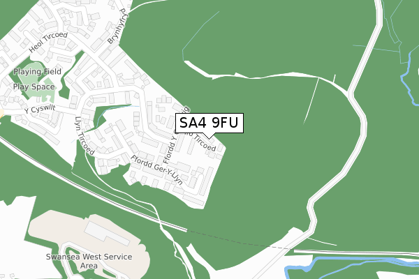 SA4 9FU map - large scale - OS Open Zoomstack (Ordnance Survey)