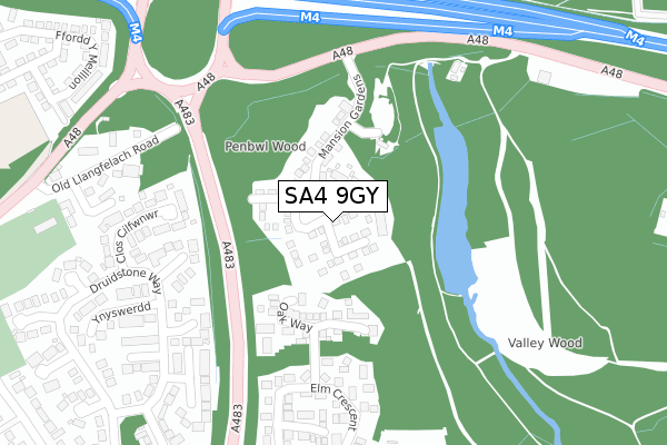 SA4 9GY map - large scale - OS Open Zoomstack (Ordnance Survey)