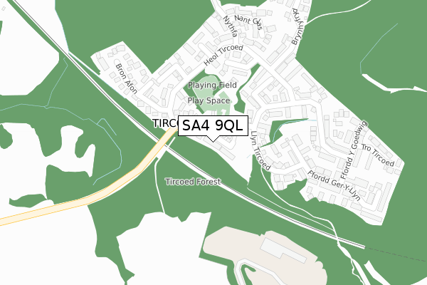 SA4 9QL map - large scale - OS Open Zoomstack (Ordnance Survey)