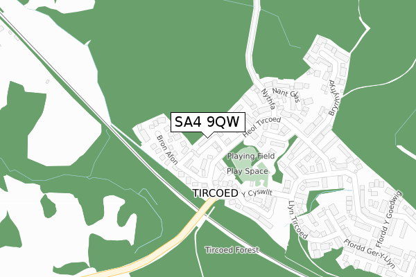 SA4 9QW map - large scale - OS Open Zoomstack (Ordnance Survey)