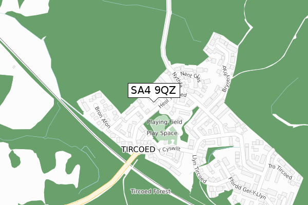 SA4 9QZ map - large scale - OS Open Zoomstack (Ordnance Survey)