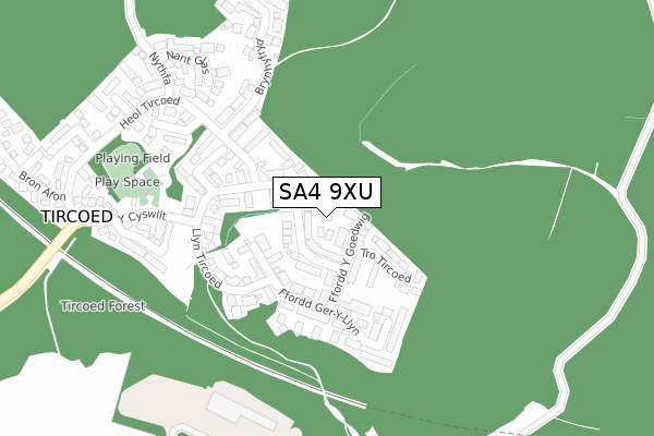 SA4 9XU map - large scale - OS Open Zoomstack (Ordnance Survey)