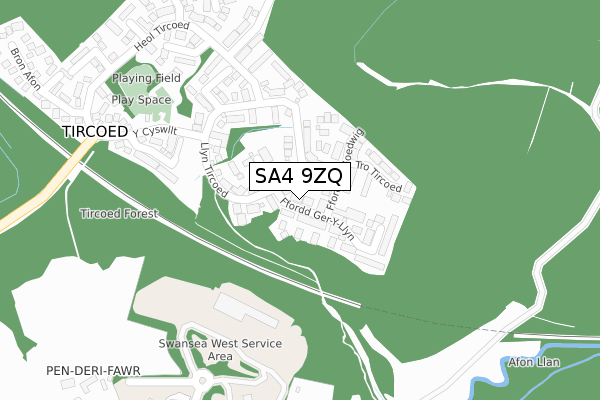 SA4 9ZQ map - large scale - OS Open Zoomstack (Ordnance Survey)