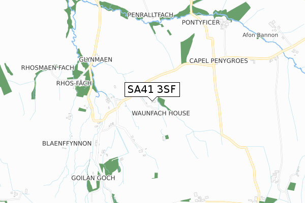 SA41 3SF map - small scale - OS Open Zoomstack (Ordnance Survey)