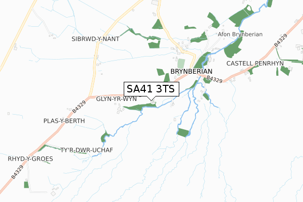 SA41 3TS map - small scale - OS Open Zoomstack (Ordnance Survey)