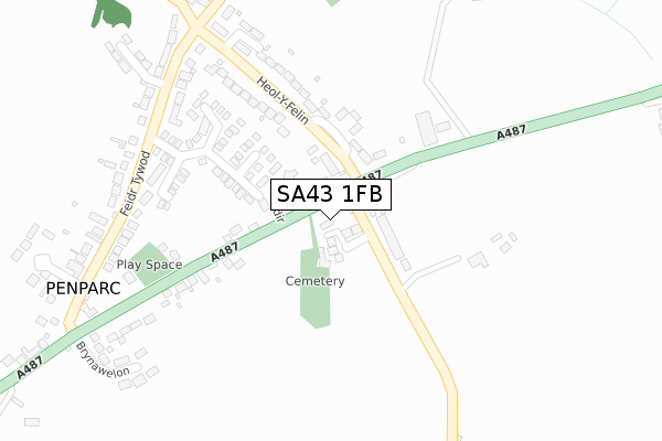 SA43 1FB map - large scale - OS Open Zoomstack (Ordnance Survey)