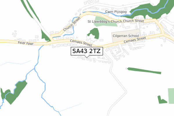 SA43 2TZ map - large scale - OS Open Zoomstack (Ordnance Survey)