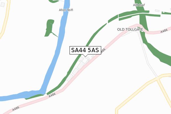 SA44 5AS map - large scale - OS Open Zoomstack (Ordnance Survey)