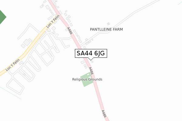 SA44 6JG map - large scale - OS Open Zoomstack (Ordnance Survey)