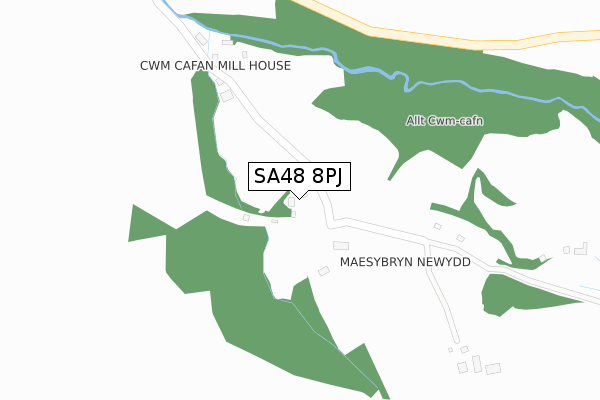 SA48 8PJ map - large scale - OS Open Zoomstack (Ordnance Survey)