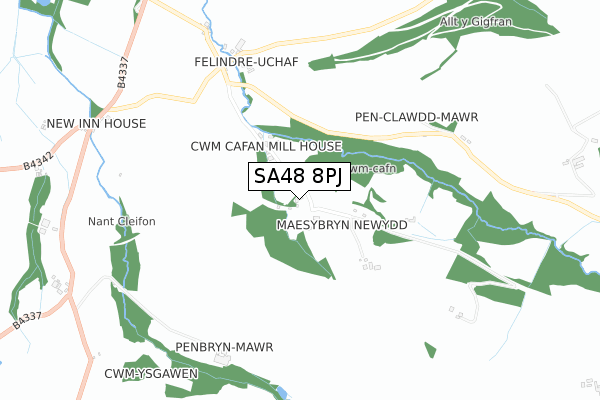 SA48 8PJ map - small scale - OS Open Zoomstack (Ordnance Survey)