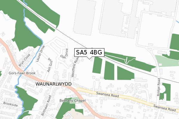 SA5 4BG map - large scale - OS Open Zoomstack (Ordnance Survey)