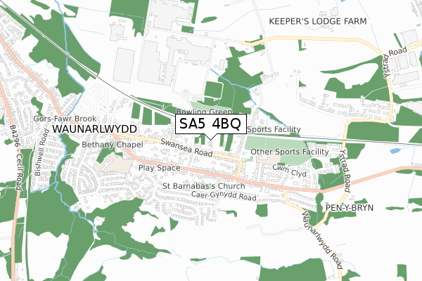 SA5 4BQ map - small scale - OS Open Zoomstack (Ordnance Survey)