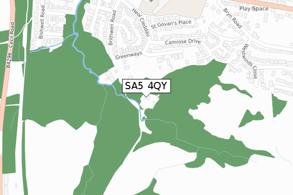 SA5 4QY map - large scale - OS Open Zoomstack (Ordnance Survey)