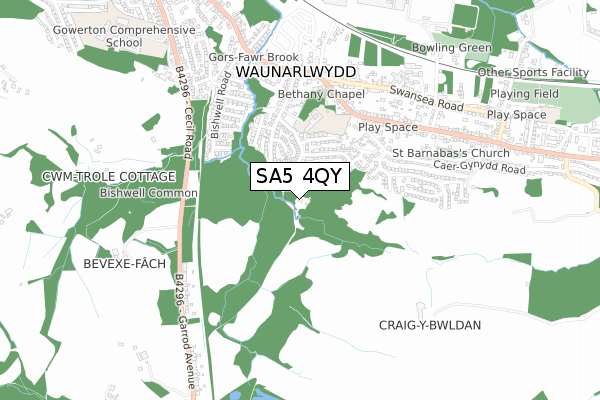 SA5 4QY map - small scale - OS Open Zoomstack (Ordnance Survey)