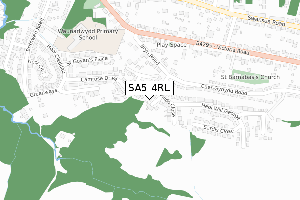 SA5 4RL map - large scale - OS Open Zoomstack (Ordnance Survey)