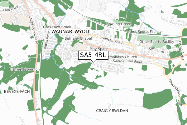 SA5 4RL map - small scale - OS Open Zoomstack (Ordnance Survey)