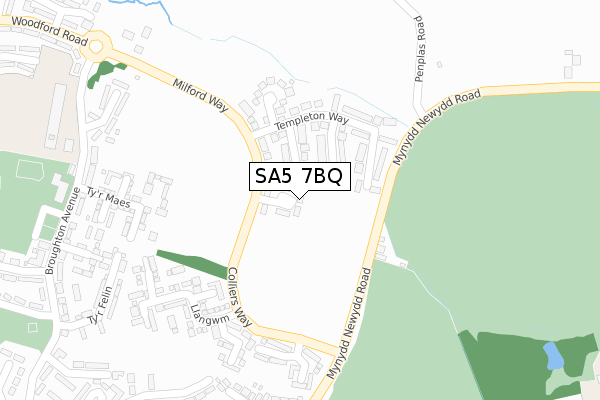 SA5 7BQ map - large scale - OS Open Zoomstack (Ordnance Survey)