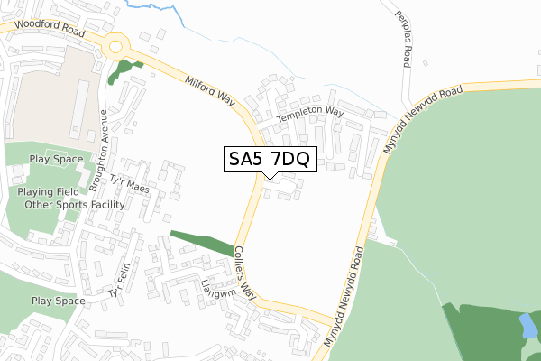 SA5 7DQ map - large scale - OS Open Zoomstack (Ordnance Survey)