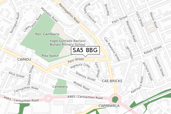 SA5 8BG map - large scale - OS Open Zoomstack (Ordnance Survey)